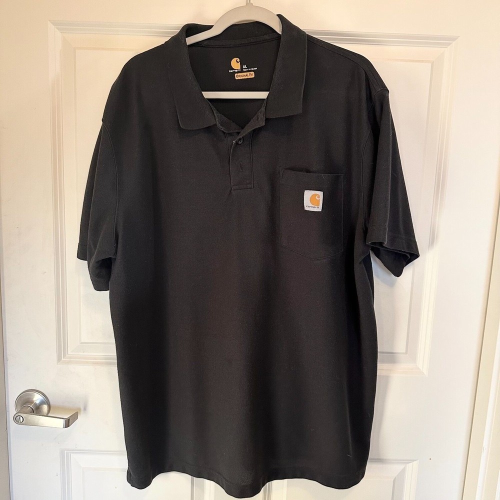 Carhartt Polo Shirt Mens XL Black Original Fit Work Wear Knit Cotton
